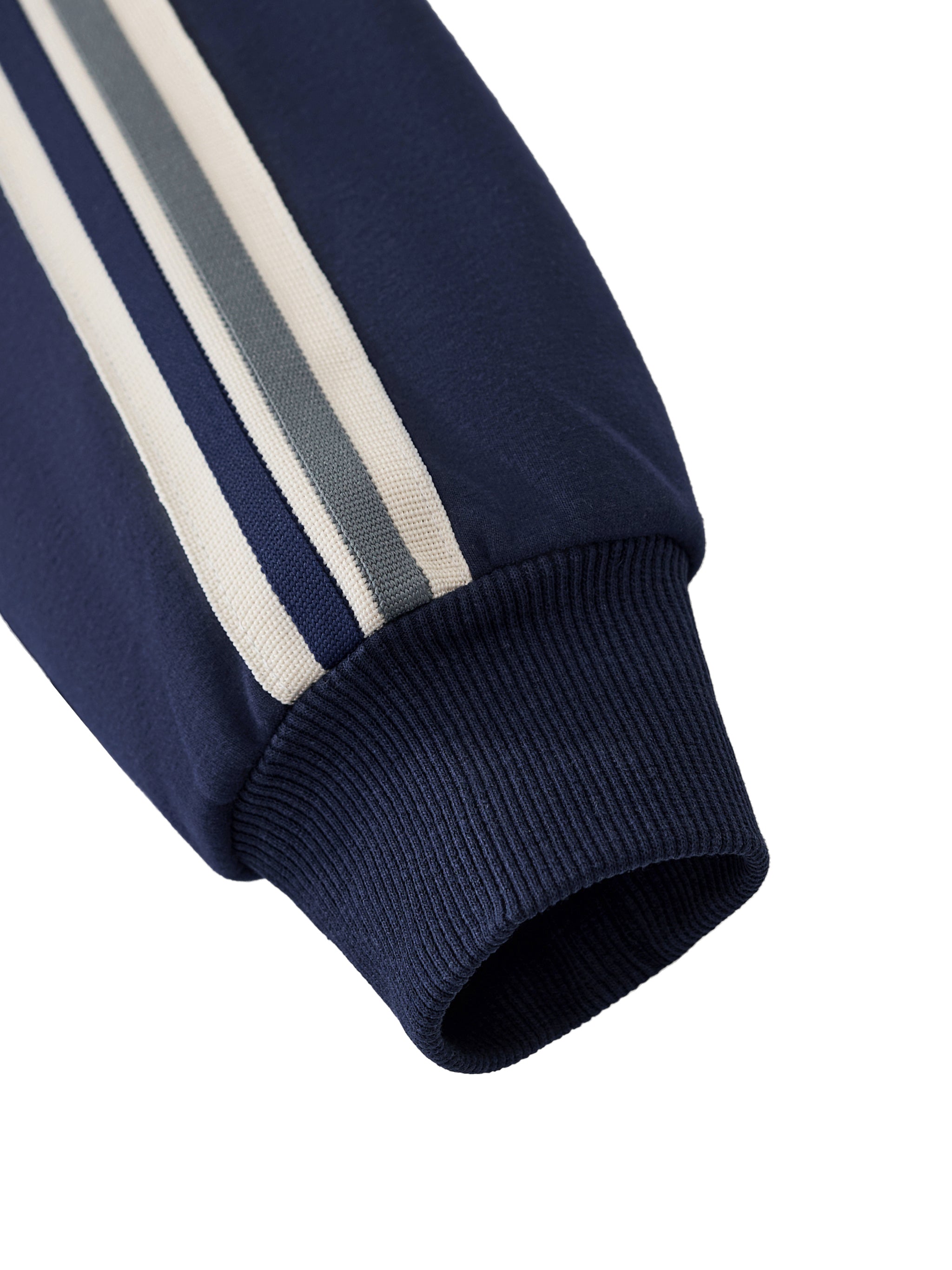 Contrast Side-Stripe Stand Collar  Jacket — Blue